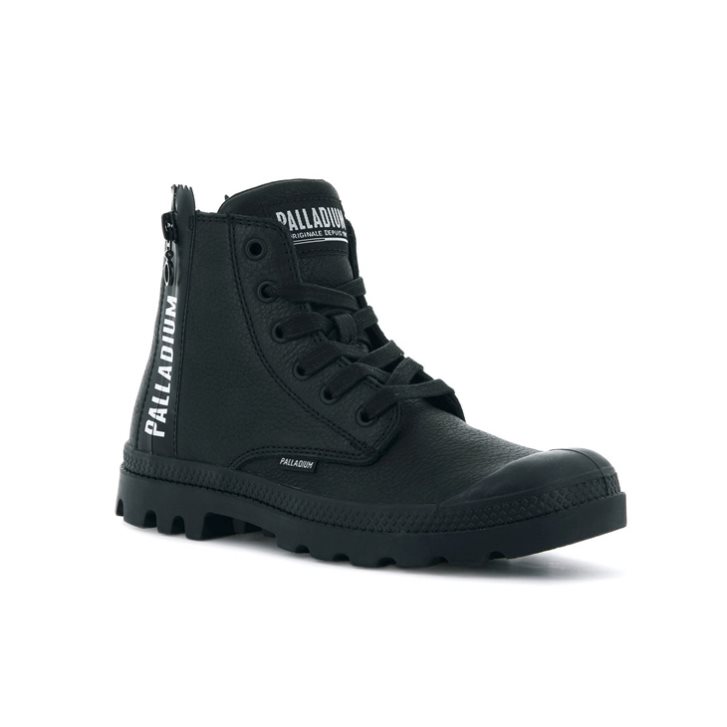 Palladium Pampa Ubn Zips Leather Women's Boots Black | UK P398-MTV